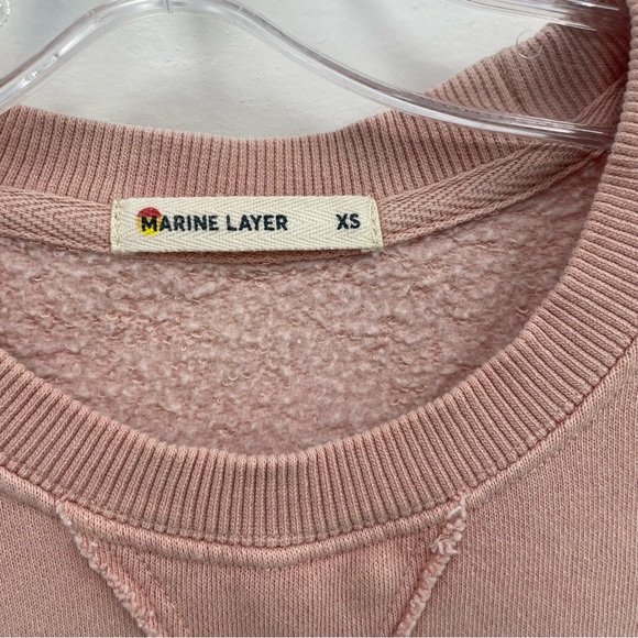 Marine Layer Crew Neck Jersey Knit 3/4 Sleeve Sweatshirt Dress Seashell Pink XS - Picture 5 of 8